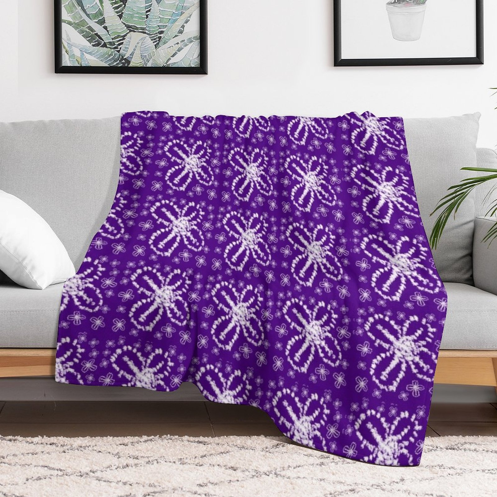 Modern Indigo Tie Dye Floral S - Shibori Tie Dye 评论和价格