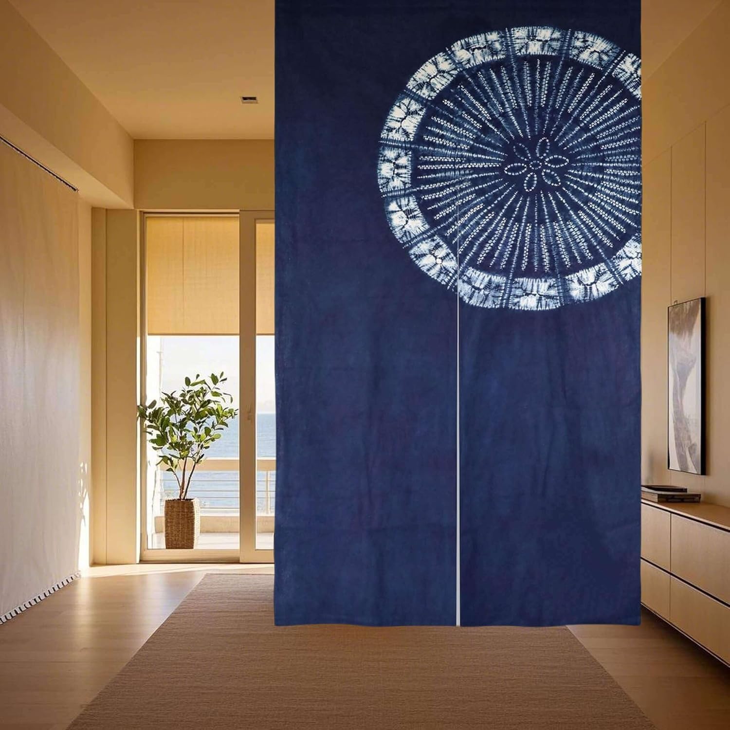 Hand Dyed Japanese  Curtain/Sh - Shibori Tie Dye 评论和价格