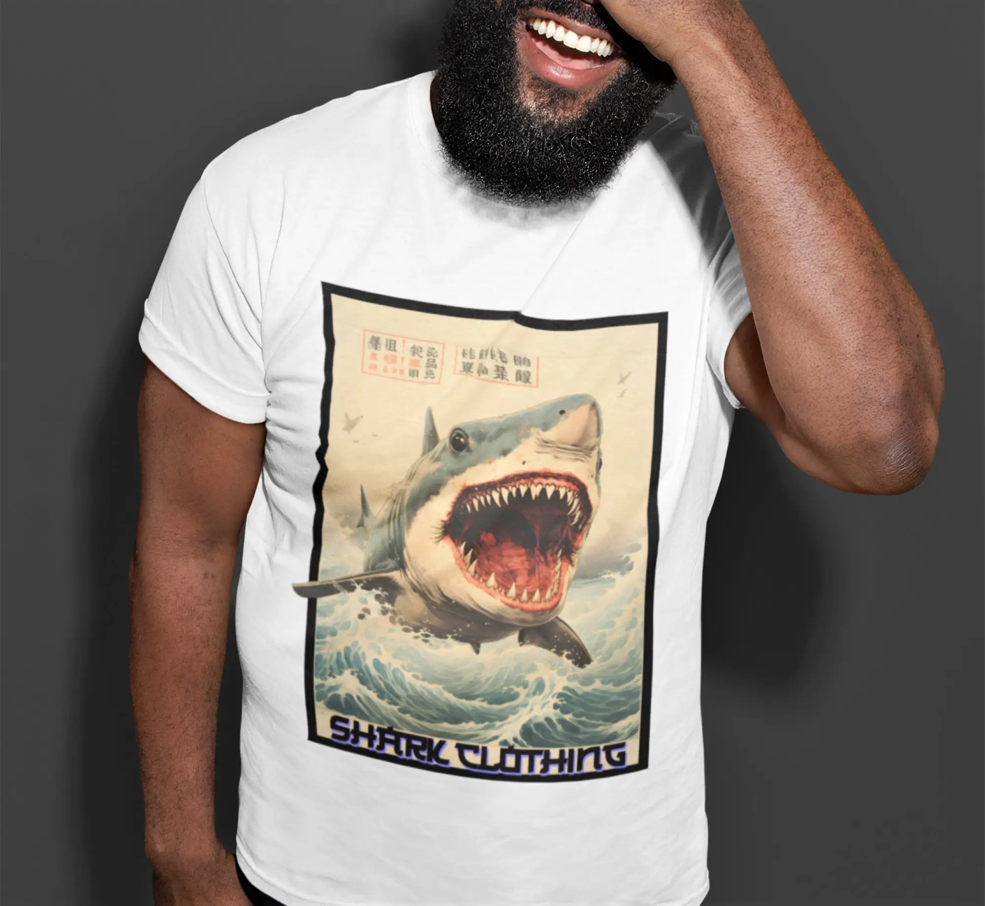 Japanese shark T Shirt Heavy C - Japanese Man Lifestyle 评论和价格